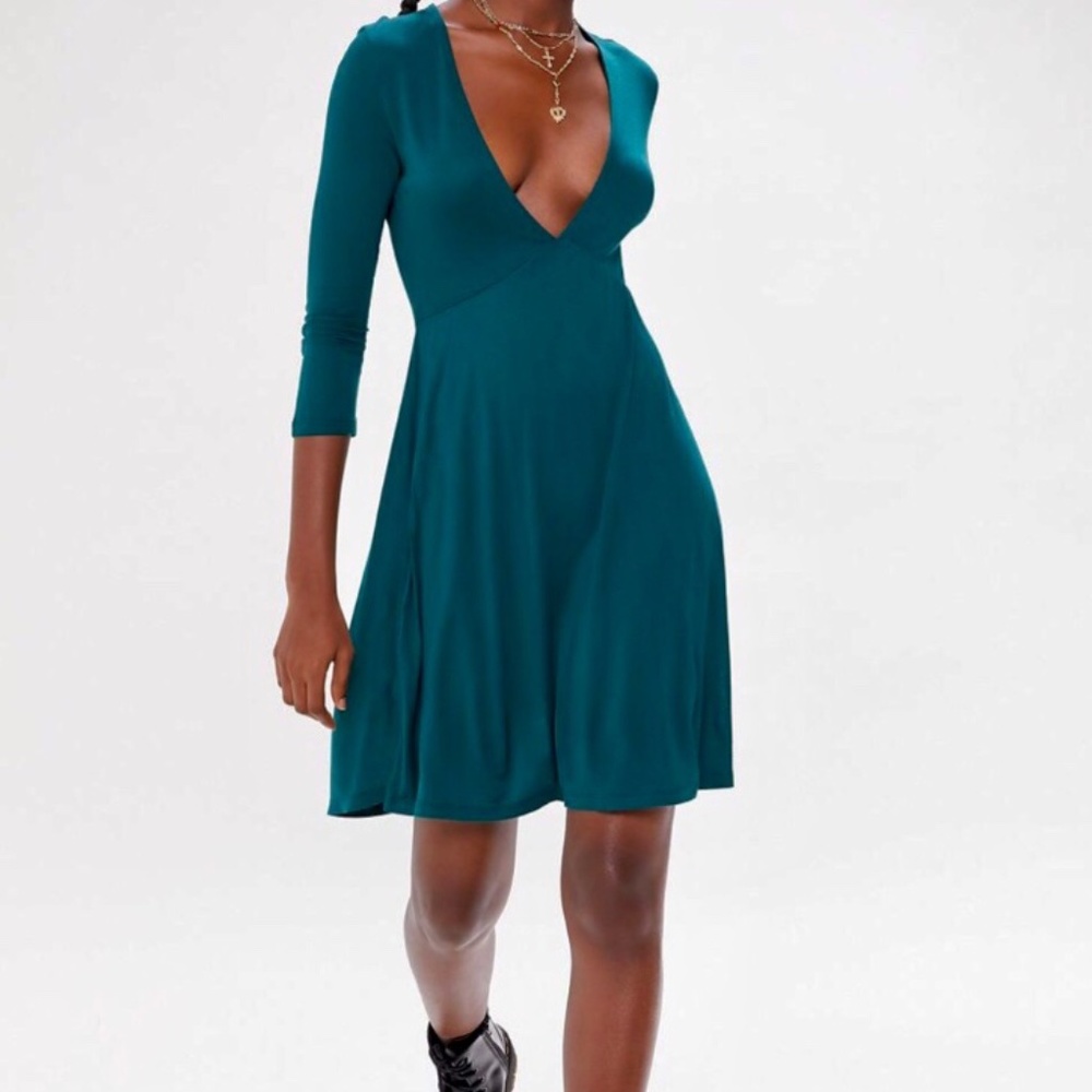 Urban Outfitters Dark Green Mercer Plunge Dress